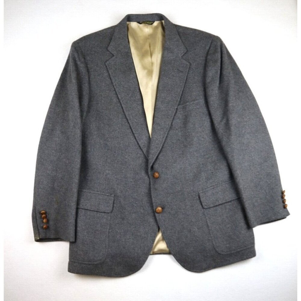VINTAGE MEN'S GRAY WOOL BLAZER JACKET - RAQUET CLUB - SIZE 46R